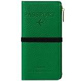 NQQNQQ RFID-Blocking Leather Travel Wallet & Passport Holder with Zipper Pocket, Card Slots, and Phone Compartment – Waterproof Travel Organizer for Women & Men. TG-1 (Green)