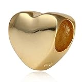 Gold Plated 925 Sterling Silver European Style Beads Glossy Shiny Heart Charm Hold Me Firmly Charm Steadfast Love Charms