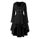Halloween Costumes Womens Autumn Winter Jackets Coat Steam Punk Vintage Gothic Victorian Medieval Renaissance Tailcoat Ladies Irregular Hem Outfits Trench Overcoats Cosplay Outerwear Plus Size Comfy