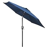 Simple Deluxe 2.28M Patio Umbrella Outdoor Table Market Yard Umbrella with Push Button Tilt/Crank, 6 Sturdy Ribs for Garden, Deck, Backyard, Pool, Blue