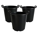 Pack of 3 - 30 Litre Heavy Duty Large Plastic Plant Pots with Handles - Outdoor Garden Planters Containers - Perfect for Flowers, Trees, Potatoes, Vegetables etc (Made from 100% Recycled Plasitc)