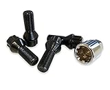 BIMECC M14x1.5 Locking Wheel Bolts/Nuts - Black - 60 Degree - Audi | Mercedes | SEAT | Skoda | VW | Transporter T5 T6 - For Aftermarket Wheels Only - NOT for Original Wheels