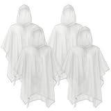 SOL 4pk Rain Poncho, Clear Waterproof Coats, Raincoats, and Capes for Adults, Women, and Men, Disposable Plastic Rain Cover, Compact and Portable, Ideal for Travel, Festivals, and Outdoor Events