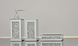 Deenz Set Of 3 Piece Crushed Jewel Diamond Bathroom Accessories Soap Dispenser Toothbrush Holder & Soap Holder In Silver
