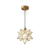 YAYY E27 Pendant Lights Nordic Moravian Star Pendant Lamp with PVC Lampshade Ceiling Hanging Chandelier Shade for Corridor Aisle Staircase Entrance（Color：Gold/Black）