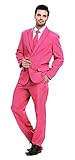 U LOOK UGLY TODAY Mens Party Suit Solid Color Jacket Costume Leisure Suit for Halloween Party with Tie & Pants -XL Pink