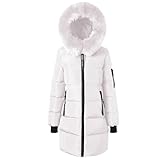 WUSENTOF Winter Jackets for Women Quilted Down Long-Lenght Puffer Coats Fleece Lined Jacket Ladies Lightweight Waterproof Jacket with Fur Hood Plus Size Thermal Overcoat with Faux Fur Hood