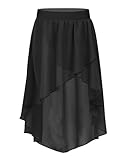 Jhaoyu Kids Girls Lyrical Ballet Dance Skirts Chiffon High-Low Wrap Skirts Ballroom Dancing Practice Costume Black 11-12 Years