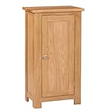 Hallowood Furniture Waverly Oak Small Cupboard, 1-Door Wooden Storage Cabinet with 2 Adjustable Shelves, Hallway Cupboard, Light Oak Furniture for Bedroom, Kitchen, or Living Room