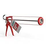 Axus Decor Caulking Gun - for C3/310ml and C4/400ml Cartridges - Heavy Duty Sealant Gun with Ladder Hook and Finger Contoured Grip - for Professional & DIY Enthusiasts, Red