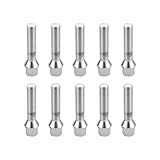JNNJ 10 Pieces Tapered Seat Wheel Bolt Set M14x1.5 for Alloy Wheels and Tyre Change, Replacement Steel Chrome Plated Car Accessories