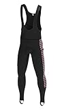 DHERA Cycling Bib Trousers - Paded thermal Tights Pants Cold Gear Bike Leggings Sports, Color Red/White/Black, Size XXXL