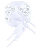 VSUDO White Laces for Trainers - 8mm Wide Flat Laces Compatible with Converse, Vans, Nike Air Force 1 (1 Pair - 180cm)