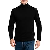 Bahob® Mens Turtleneck Slim Fit Mens Jumper Cotton Ribbed High Neck Pullover Sweater Knitwear (XXL, Black)