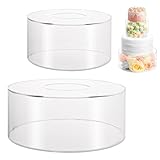LDXDRU 2 Pack Clear Acrylic Cake Stand, 6 & 10 Inch Fillable Cake Risers, Decorative Cake Display Tier Cylinder Cake Stand Holder Food Dessert Display Holder for Wedding Anniversary Birthday Party