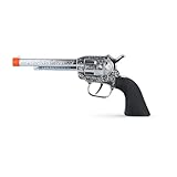 Lizzy Silver cowboy pistol toy 19cm – fancy dress costume accessory with decorated barrel & wood effect handle – perfect for kids & adults Wild West, cowboy, sheriff or Western outfits (01, Silver)