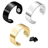 CBRPVT Rings for Women and Men, Menopause Ring, Ring Set of 3 with Gift Box, Gold Silver Black