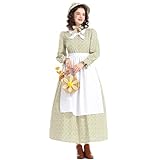 Women Prairie Dress Adult Historical 19th Century Dress Gothic Dress, blue, L