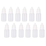 jeufun 10ml/0.34oz Eye Dropper Bottles, 12 PCS Plastic Squeezable Translucent Liquid Empty Bottles with Cap and Removable Plug For Home, Work, Travel, White