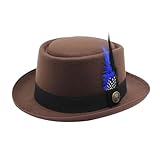 Unisex Wool Fedora Hat Traditional Bavarian Style Feather for Oktoberfest and Outdoor Festival Women Hat Winter, brown, One Size