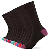 FM London 12-Pack Unisex Super Soft Calf Socks - Mens Socks & Womens Socks with Breathable, Odour Resistant Design - Stretch Fit and Cotton Rich with Coloured Toe and Heel Option