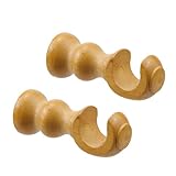 Woogim Wood Curtain Brackets Window Curtain Single Holders with Round Base for Window Hardware Rod Holders 28mm/1.1inch 2 PCS (Wood Color)
