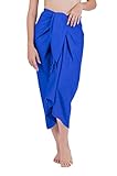 CHAINUPON Womens Beach Pareos Sarong Sheer Long Swimsuit Cover Ups Bikini Wrap Skirt (Navy Blue)