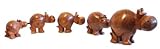 Family of 5 Hippos in Light Wood- African Wood Carvings - Fair Trade