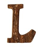 Anawakia Wooden Letters A B C D E F G H I J K L M N O P Q R S T U V W X Y Z Vintage Solid Wood Bark Wood Numbers & 0 1 2 3 4 5 6 7 8 9 Retro DIY Decoration (L)