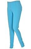 True Face Ladies Skinny Jeggings Jeans Coloured Denim Pants Stretchy Trousers Leggings Pockets Turquoise S/M