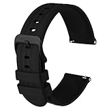 Anbeer Silicone Watch Straps 22mm Quick Release Rubber Replacement Bands for Men Women - Extra Long, Black with Black Buckle