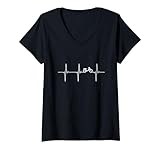 Womens Moped ECG Heartbeat Moped Pulse Frequency Funny V-Neck T-Shirt