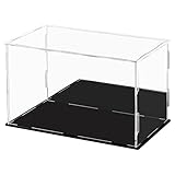 Ecoseao Acrylic Display Case with Mirror, Clear Acrylic Organizer Box Assemble Countertop Dustproof Protection Showcase for Action Figures, Collectibles, Home Storage (25cmx15cmx15cm)
