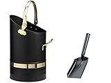 Srendi® Black Brass Handles Coal Bucket Hod Heavy Duty Scuttle Fireside Fireplace Size Large16 Inches (Brass Handle Bucket+Shovel)