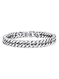 PROSTEEL Bracelet for Men Silver Chain Stainless Steel Cuban Curb Link Bracelets Chunky Heavy Jewellery for Boys Teen 8mm 19cm