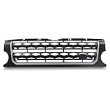 Predator4x4 Front Grille Discovery 4 Style Black and Silver Finish Compatible with Land Rover Discovery 3 L319 2004-2009 Replacement Grill Facelift Look Upper Grill Aftermarket Upgrade Accessories