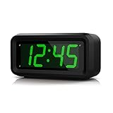 KWANWA Cordless Digital LED Alarm Clock With Big 1.2'' LED Time Display,AA Battery Operated Only,Can Be Placed Anywhere Without A Cumbersome Cord (Green display)