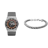 Skagen Men's Melbye Titanium Grey Stainless Steel Watch and Hulsten Silver-Tone Bracelet, Set