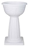 HOMION Pedestal Flower Plant Pot Planter 40cm White Jardinière Round Planter Pot Venetian Plastic Garden Bowl Free Standing