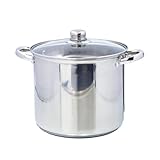 Buckingham Deep Induction Stock Pot with Glass Lid Premium Stainless Steel Multipurpose Large Cooking Pot for Soups Stews 26 Cm 11 Litre
