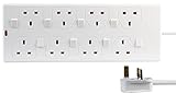 PRO ELEC PEL00033 8 Gang Individually Switched Extension Lead, 2m, White