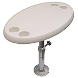 Galaxy Leisure & Lifestyle Marine/Boat Oval Table with Height Adjustable Pedestal/Leg and Drink Holders