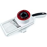 Zyliss Hand Held Food Cutter, Plastic/Stainless Steel, White/Red, Multi Function Veg Cutter and Slicer, Vegetable/Fruit, Julienne Slicer, Dishwasher Safe