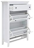 Deluxe Shoe Storage Wood Cabinet with 3 Storage Drawers in White