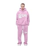 ZDSUHYIW Hoodie Men's Women's Trapstar Tracksuit Jogging Bottoms Hooded Jacket Bottoms Suit Set Autumn Winter Sports Suit Monogram Pure Colour Sportswear Jogging Suit Hoodie Hood, pink, S