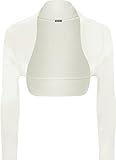 WearAll Ladies Long Sleeve Shrug Womens Bolero Cardigan Top - Cream - 12/14
