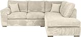 Bliss Furniture's Jumbo Cord Elegant L Shape 4-Seater Right- Hand Corner Sofa Set, Your Comfort Haven in the Living Room, Our Stunning Jumbo Cord Sofa Collection (Cream, Right Hand Corner)