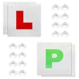 4-Pack Magnetic L Plates and P Plates for Car and Motorbike UK, Reflective Learner Plates with Suction Cups for Inside Window, New Driver Safety Reflect Light When Driving at Night (2L + 2P)
