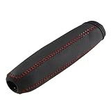 Handbrake Cover, Car Hand Break Cover 2pcs Car Leather Gears Handbrake Cover Fit use for SEAT Altea Toledo MK1 MK2 Ibiza Cupra Leon Skoda Fabia Rapid(Red)