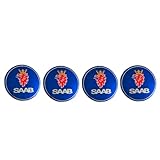 fibhyrtingy 4pcs 2.22Inch Car Logo Wheel Center Cap Sticker Wheel Emblem Badge Logo Stickers ABS Material fit 03-10 9-3 9-5 93 95 (fit S Blue)
